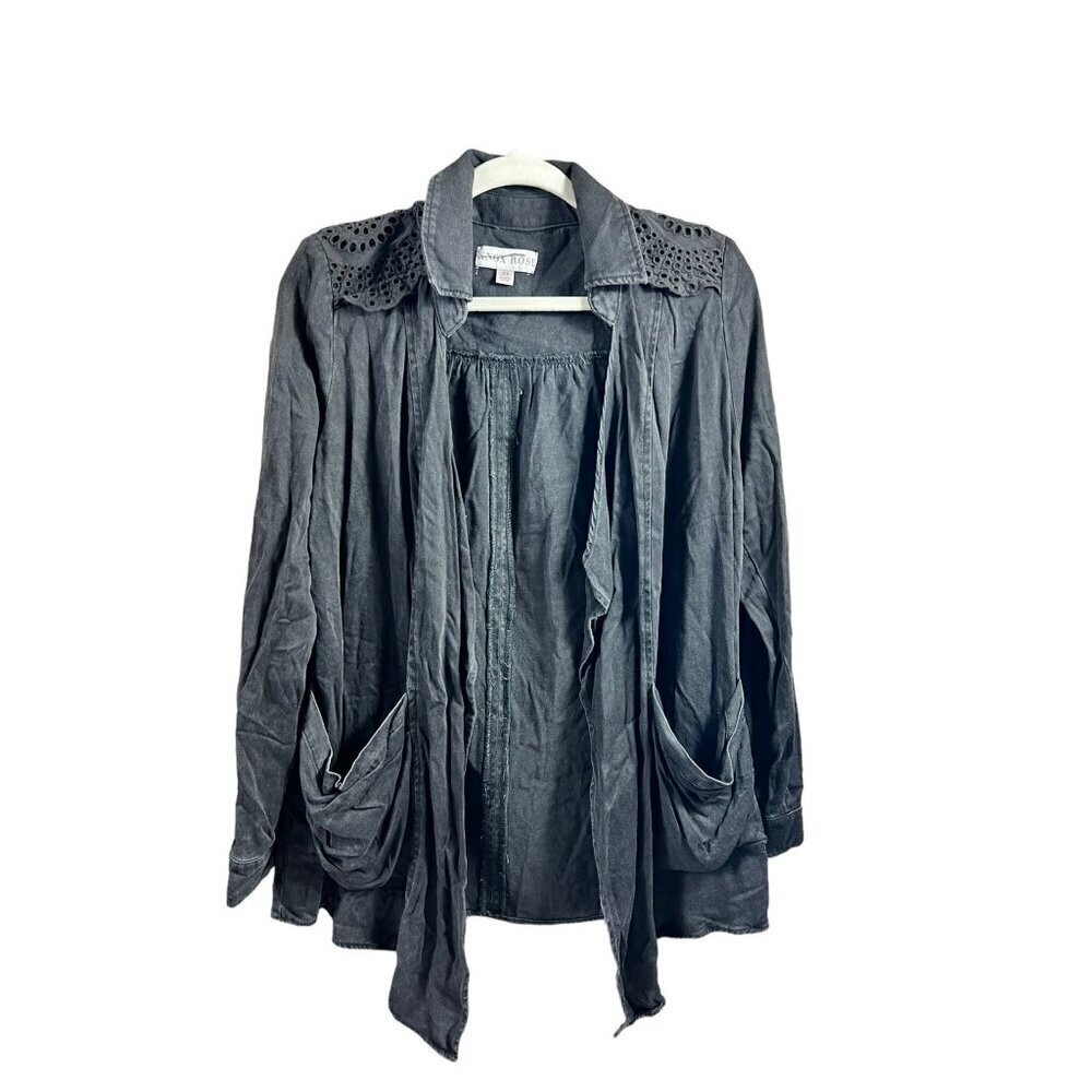 Knox Rose Women's Black Distressed Cardigan